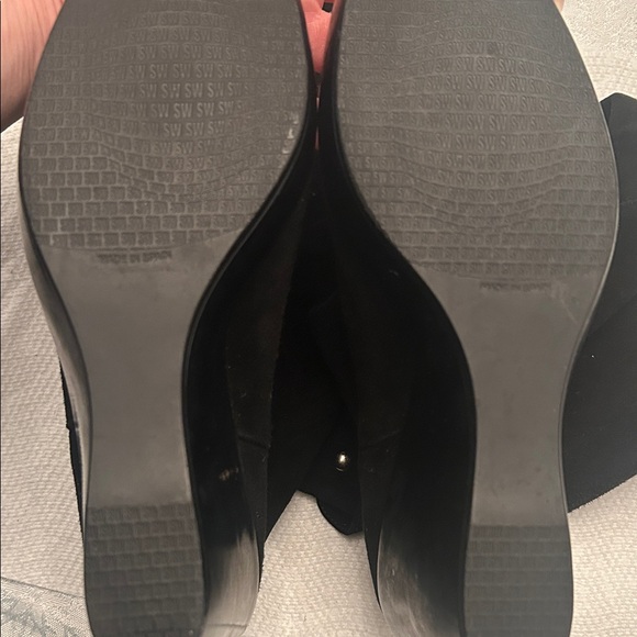 Stuart Weitzman Black Suede Knee-High Wedge Boots - Picture 14 of 14